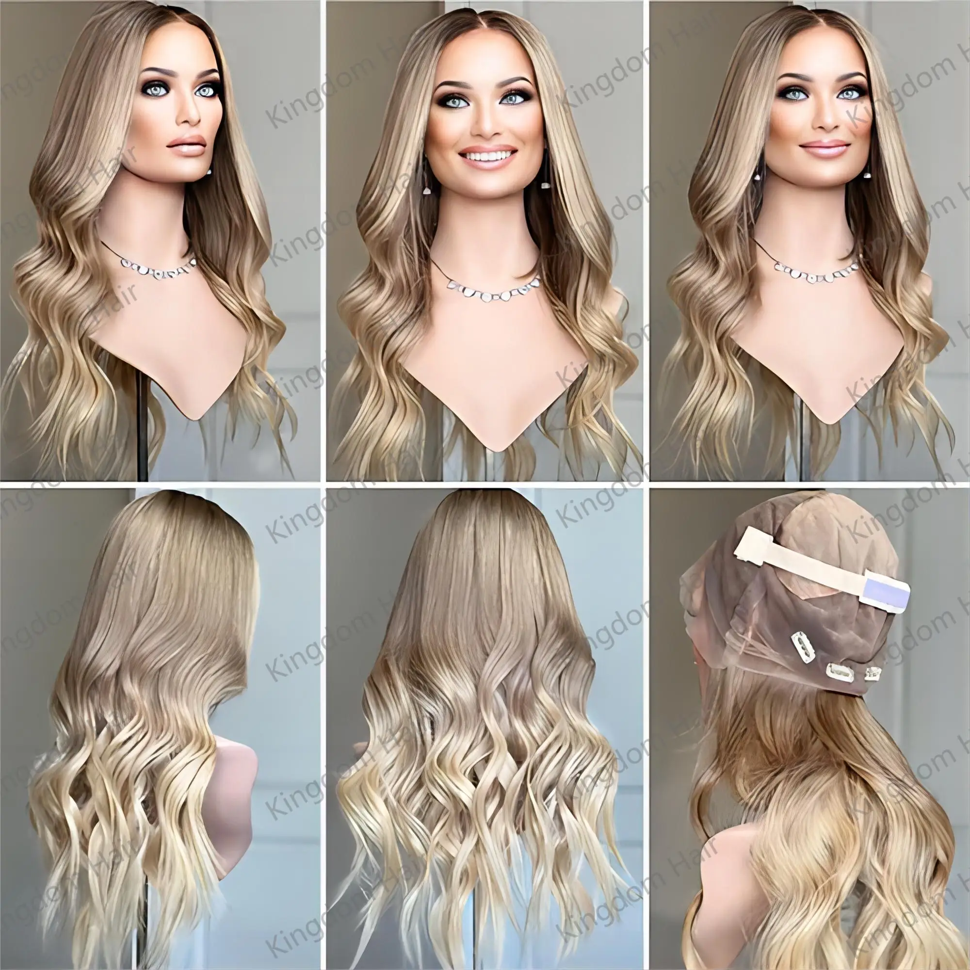New Arrival Remy European Human Hair Shoulder Length Ombre Blonde Balayage Transparent Full Lace Wig Pre Plucked For Women