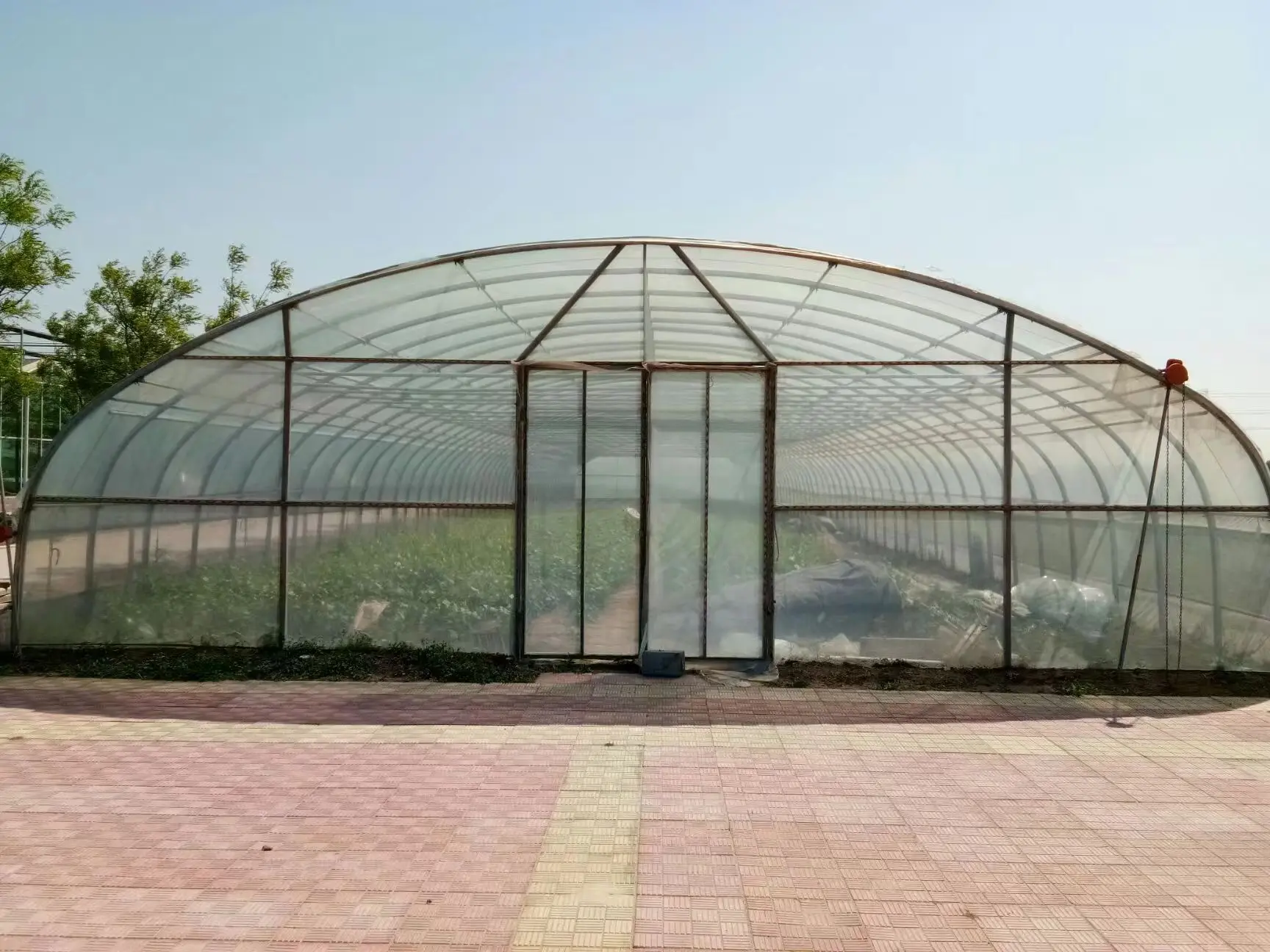 High Quality Sturdy and Stable Single Span Membrane Greenhouse Large Complete Set with Film and Steel Material for Plant Usage