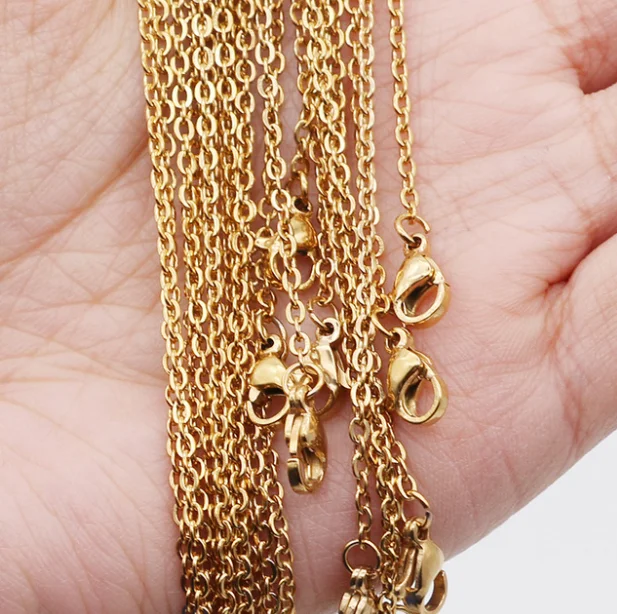 50cm Stainless steel O shape chain Cross chain Rose gold silver DIY necklace