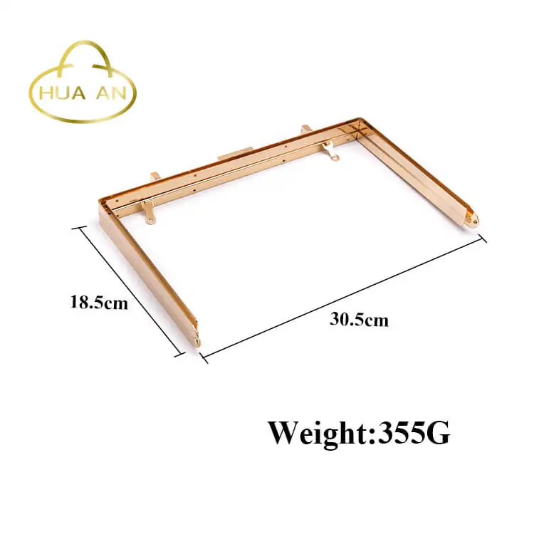 
12*7 inch rectangle clutch frame with strap hooks buckles 