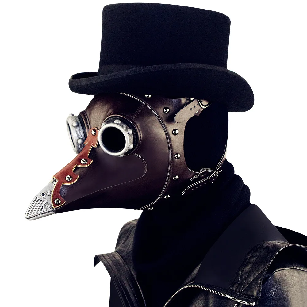 Plague Doctor Death Mask Leather Halloween Steampunk Carnival Cosplay Adult De Peste Spectacle Mask