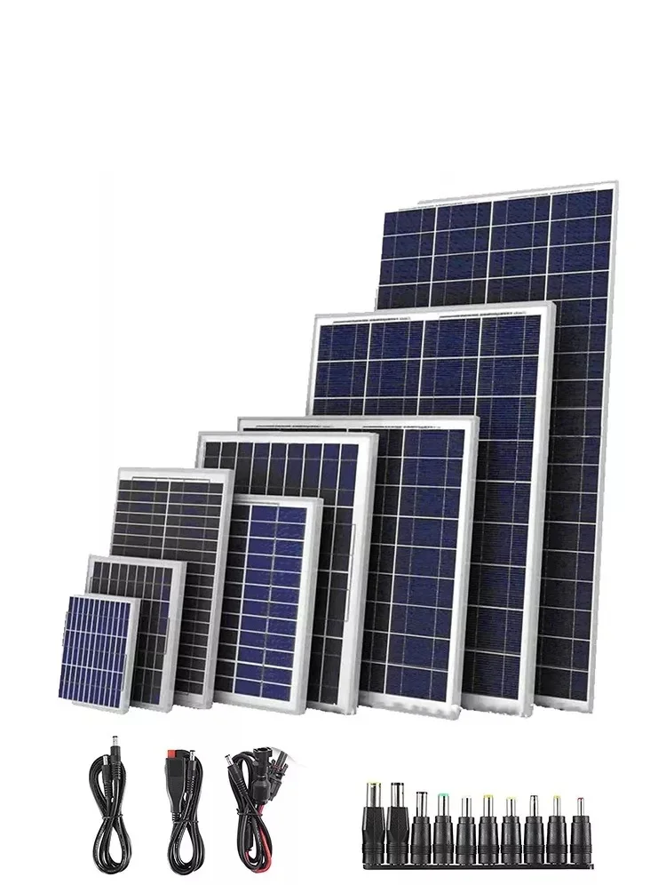Aluminum Frame 5W 10W 20W 30W 50W Glass Solar Panel Kit 12V System Power Output Monocrystalline Solar Cell 12V Battery Charger