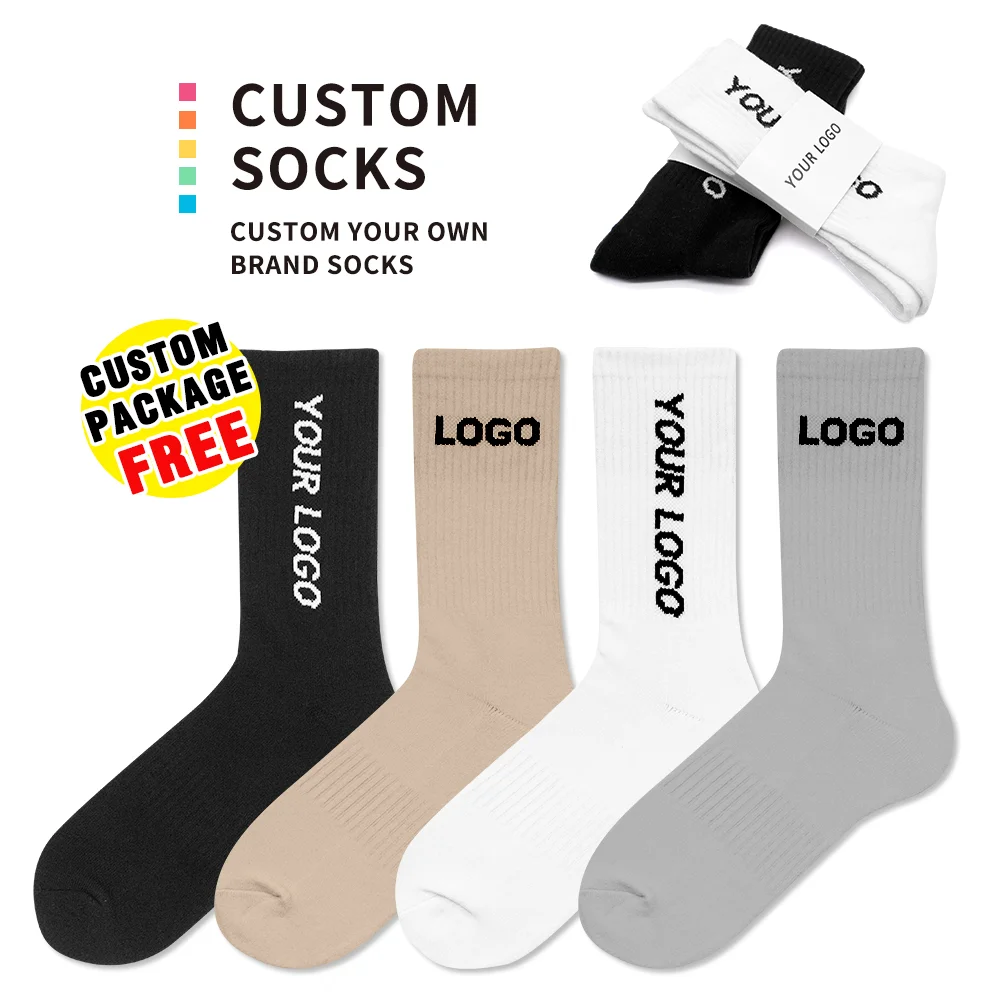 YL Wholesale Men Custom Logo On Socks Cotton Crew Tube Hip-hop Colorful Fashion Unisex Sneakers For Women Socks