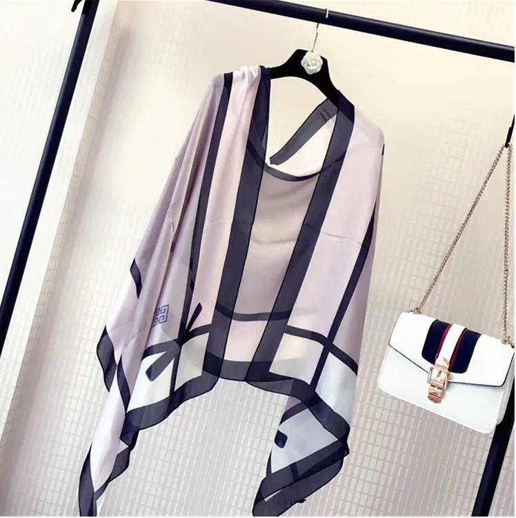 Hot Sale Fashion Custom Printed Long Stoles Korean 100 Silk Neck Scarf For Women