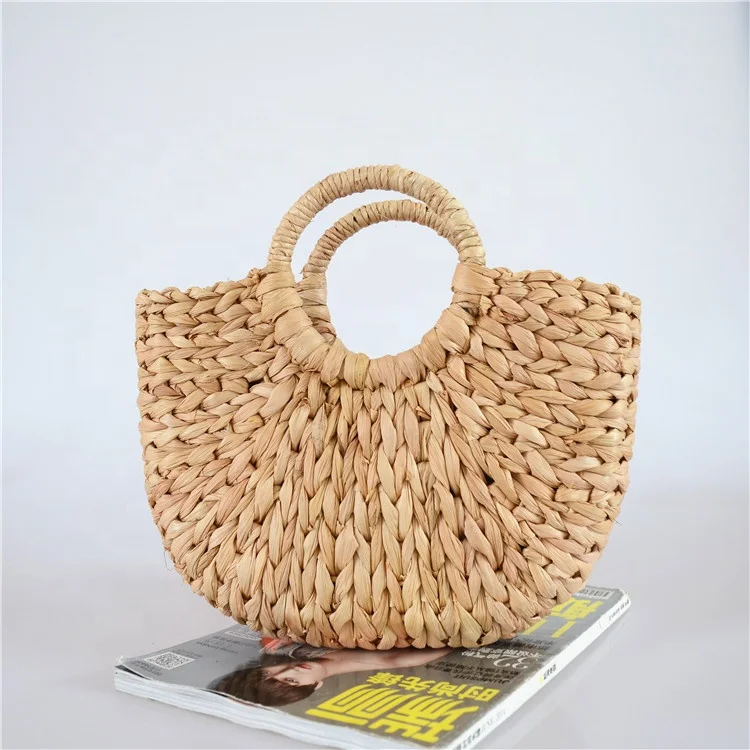 New Corn Husk Hand Woven Half Moon Straw Bags Summer Beach Straw Bag Tote Handbag