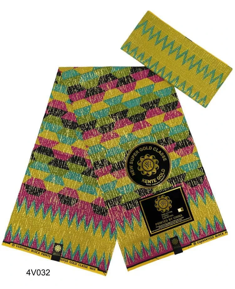Available  african fabric kente gold Wax fabric