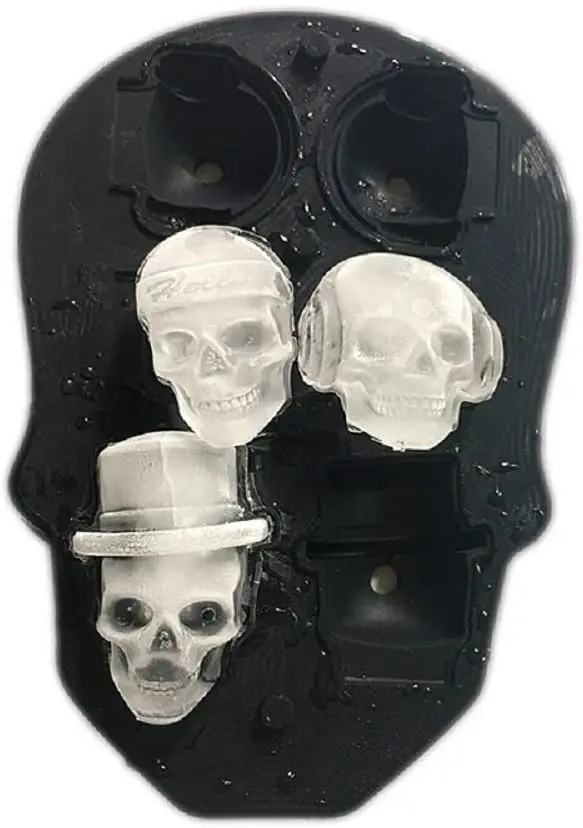 6K11 Old Fashioned Custom Reusable Whisky Freezer 3D Skull Ice Cubes Tray For Drinks