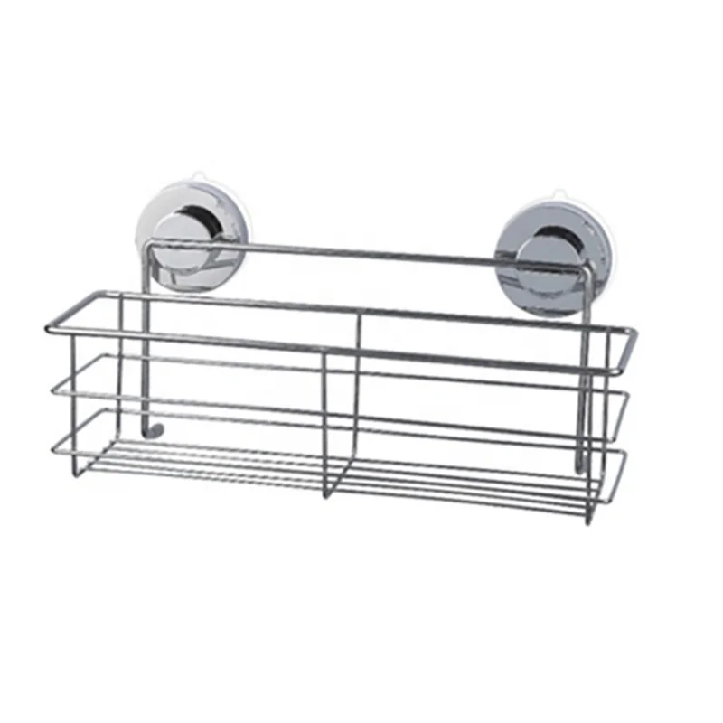 Kitchen Bathroom Organizer Vacuum Suction Cup Bathroom Wall Shelf Storage Basket