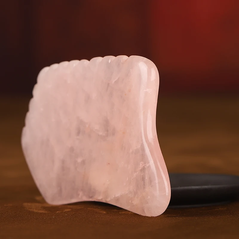 square Rose quartz Guasha board Comb Facial Tool Scalp Massager as a morning ritual practice releases tension
