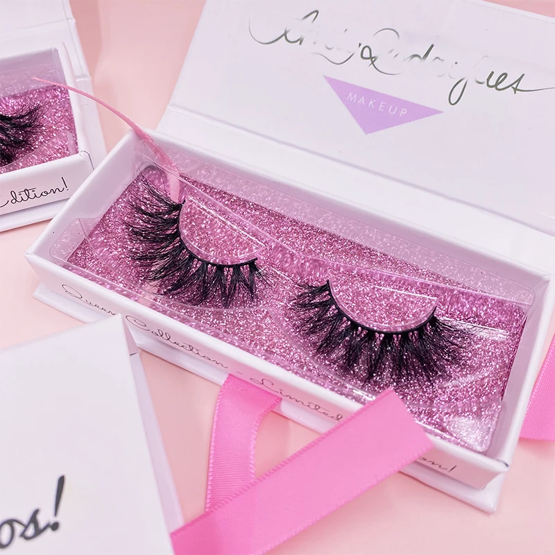 
Private label luxury 3d mink eyelashes vendor own brand full strip lashes custom empty 2020 eyelash packaging box 