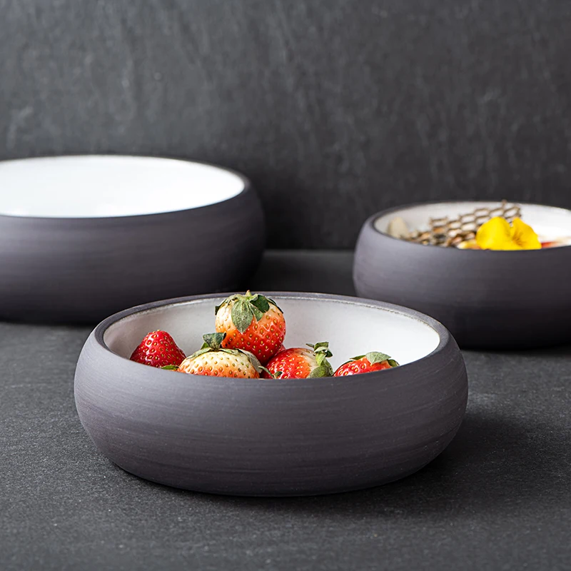 The themed restaurant casual ceramic tableware Salad Appetizer tapas bowls sets stoneware round serving bowl