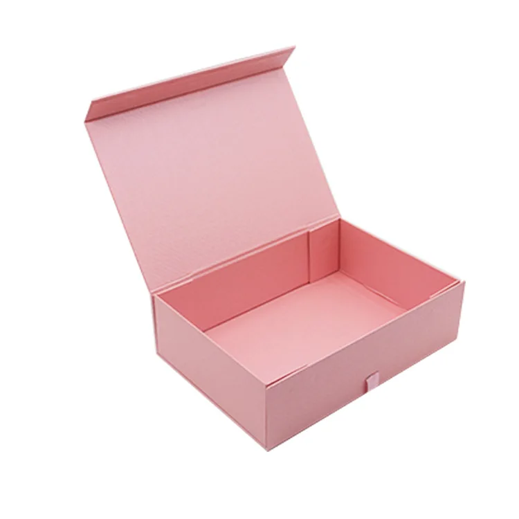 Online Package Gifts Storage Container Organizer Cardboard Paper Pink Folding Magnetic Gift Box with Ribbon