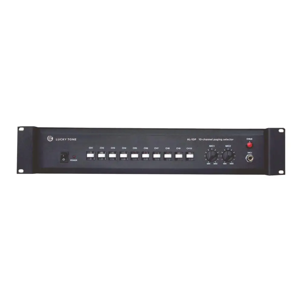 10 Channel Built-in pleasant chime Analog PA Controls LED Indicator Paging Selector for Audio Sound System