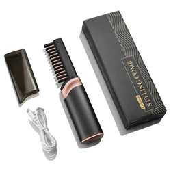Wholesale wireless Comb Portable Hot Comb Hair Straightener Heat Comb Ceramic Flat Iron cordless Curlers with usb Charge