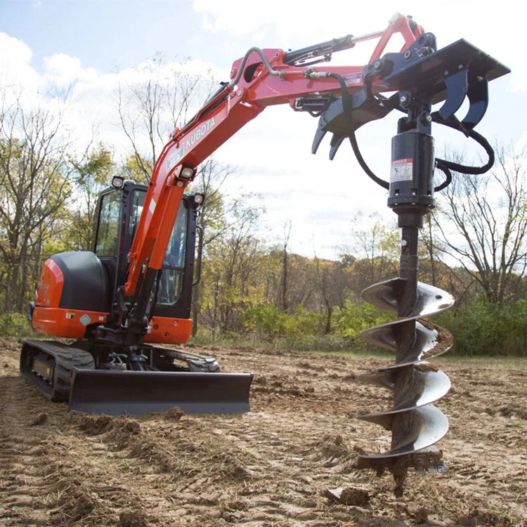 Hydraulic rock drill auger for digging hard soil with rock