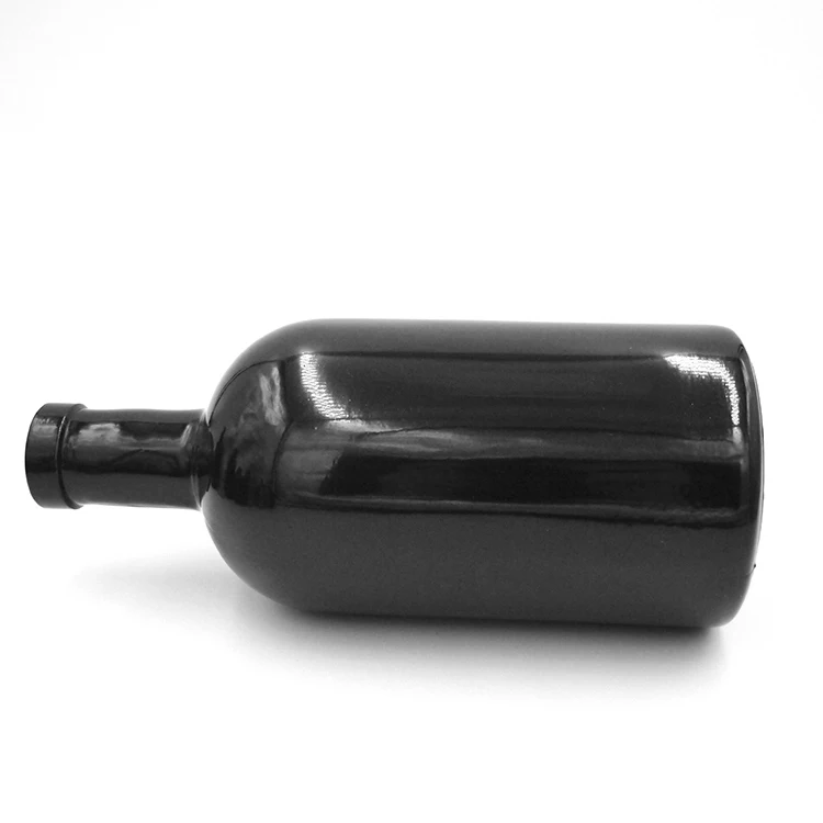 Round Shape Fancy Personalized Vodka Bottle Glass Cheap Price Black 750ml Bottles
