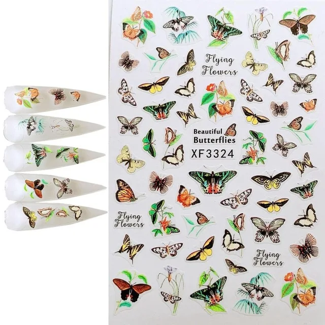 2023 Professional Colorful Butterfly Spring 65*95MM  3D Nail Stickers
