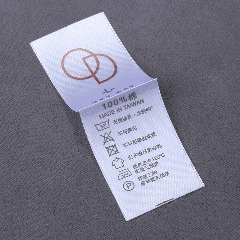 Garment accessories satin print labels custom logo design garment labels clothing woven wash care label roll