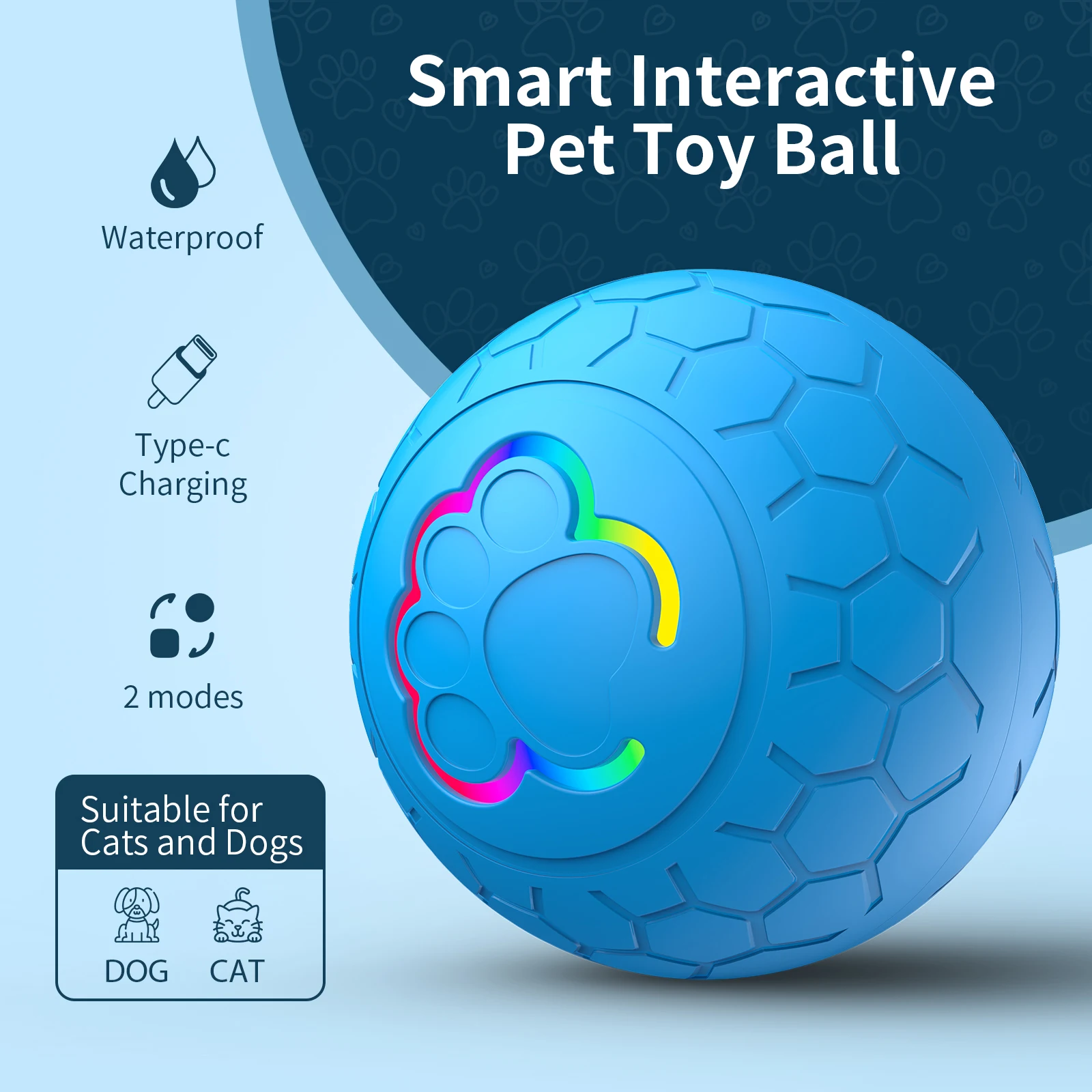 New Interactive TPU Dog Chase Toy Ball Electric Smart Automatic Active Rolling Ball for Small Dogs Pet Movement Toy