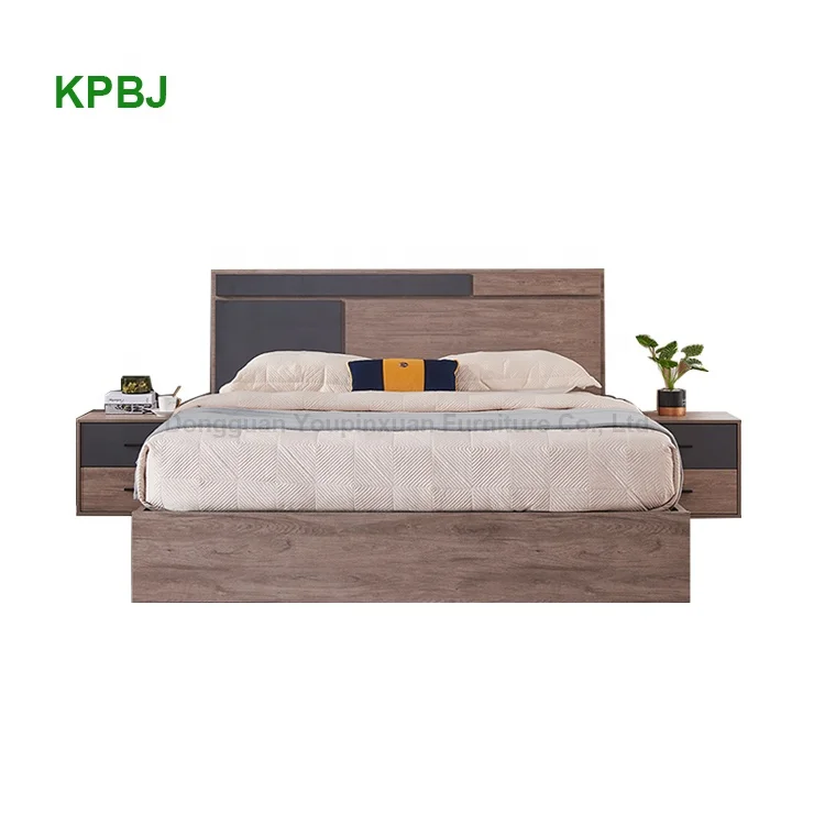 
Modern Nordic Minimalist Wooden Bed Melamine MDF Home Double Beds With Storage 
