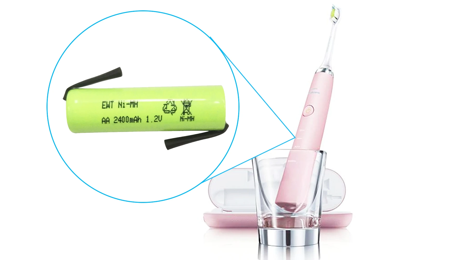 EWT Nickel Metal Hydride Battery Cell NiMH AA 1.2V 2400mAh Battery for Consumer Electronics