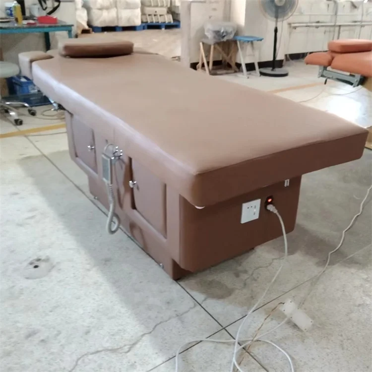 Kisen Manufacturers Wholesale Price Three Motor Electric Spa Facial Treatment Massage Table With Adjustable Hand Pillow