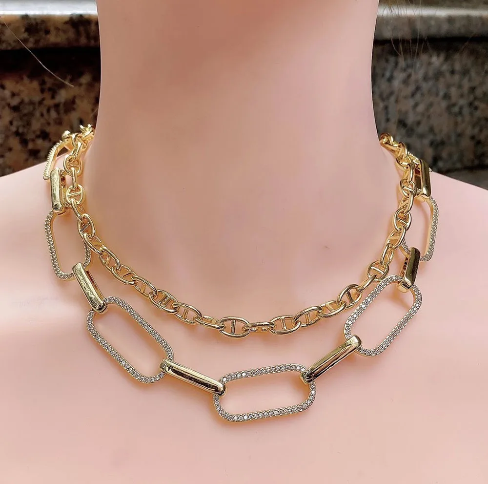 New Hip hop Simple Style Gold Plated Coffee Beans Paperclip Link Chain Exquisite Pig Nose Chain Necklace