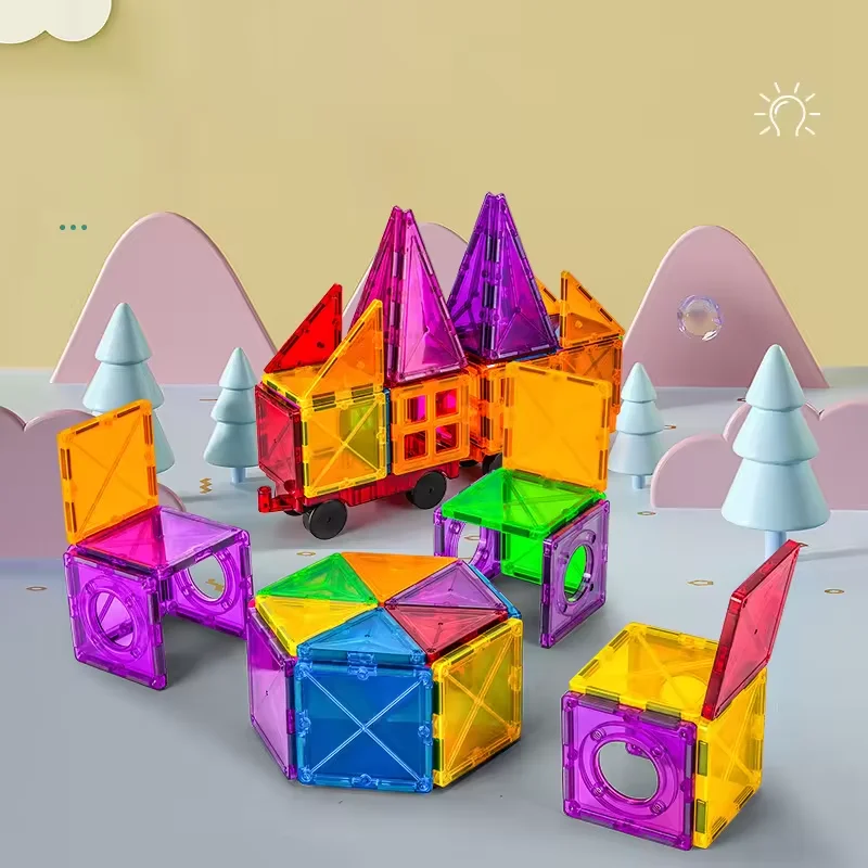 Educational Toys Magnet Building Tiles 3d Transparent Magnetic Building Blocks Set