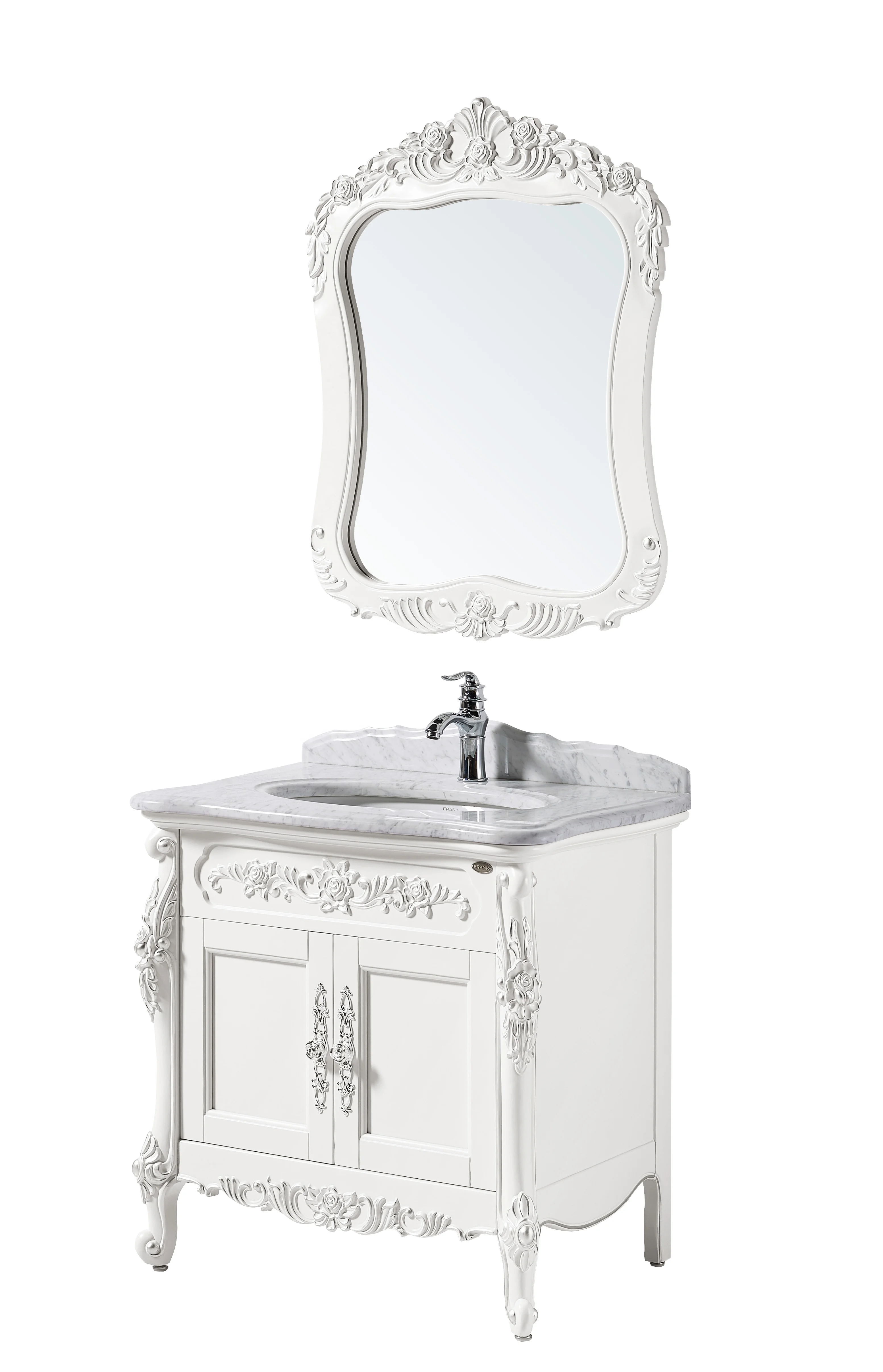 
High-end Hotel Luxury Antique Vanity Bathroom Solid Wood With Double Sink 