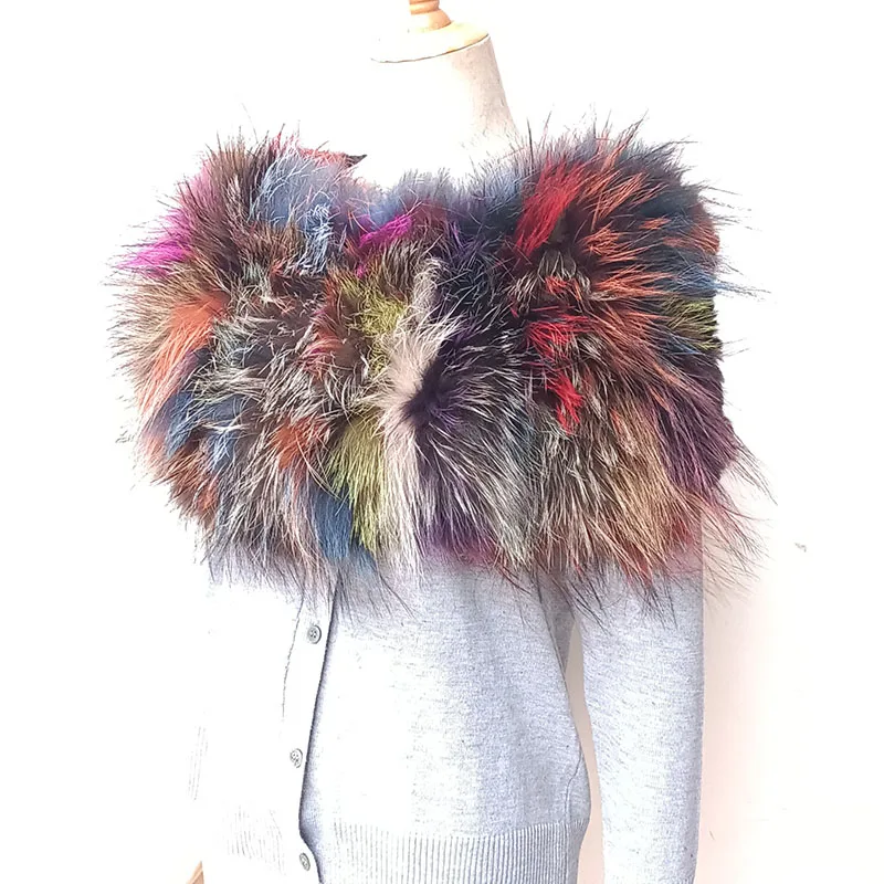 Women Winter Warm Genuine Fox Fur Shoulder Warmer Fashion Luxury Female Genuine Fur Poncho Fluffy Beautiful Natural Fur Scarf