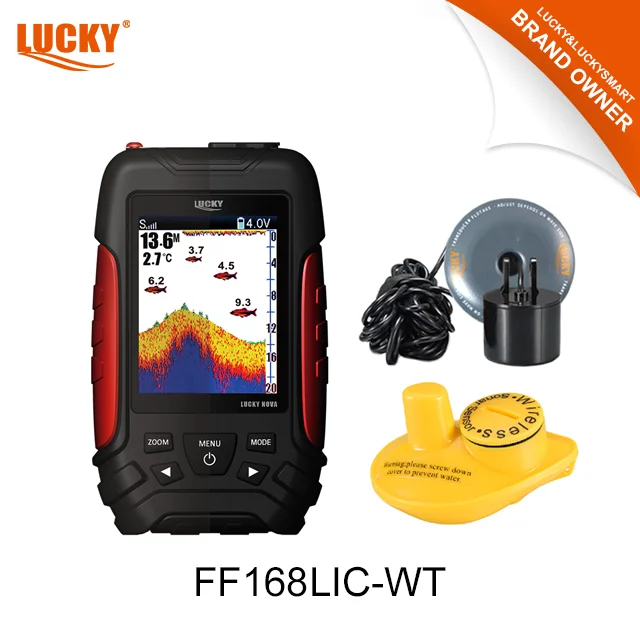 Lucky fish finder FL168LIC-WT fishing accessories echo sounder Dot-matrix display 2.8 inch
