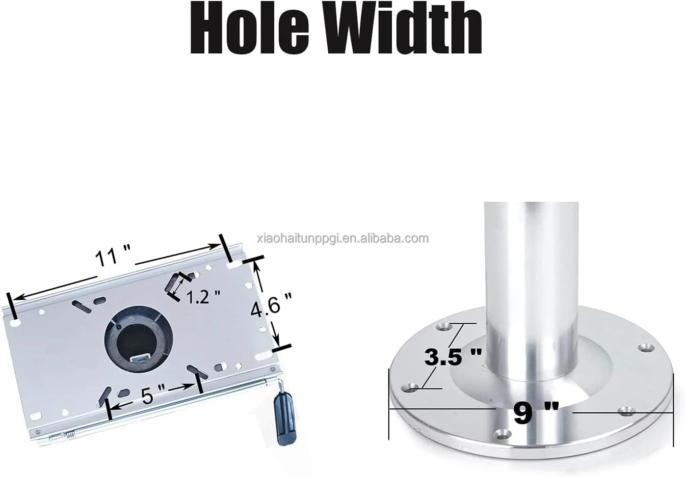 Little Dolphin Aluminum Alloy Boat Seat Pedestal with Slider Pneumatic Adjustable Marine Seat Base