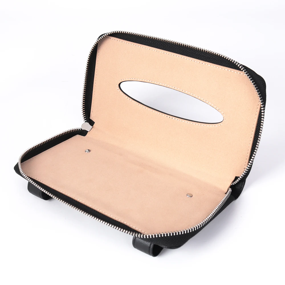 Car tissue box holder Luxury Design Leather Napkin Case Hanging Paper Towel Clip Tissue Box Visor Holder