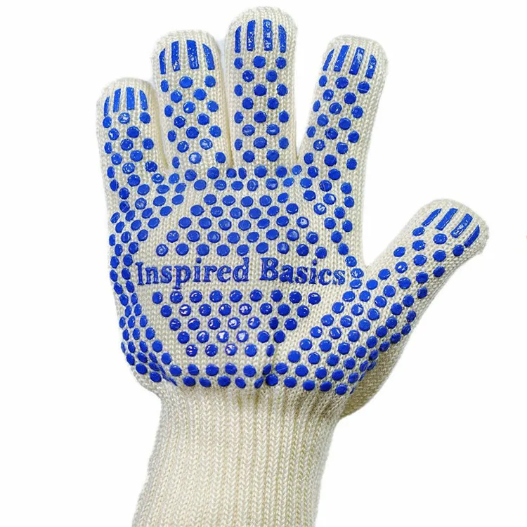 Blue dot-shaped silica gel protective heat-insulating gloves oven oven BBQ gloves high temperature