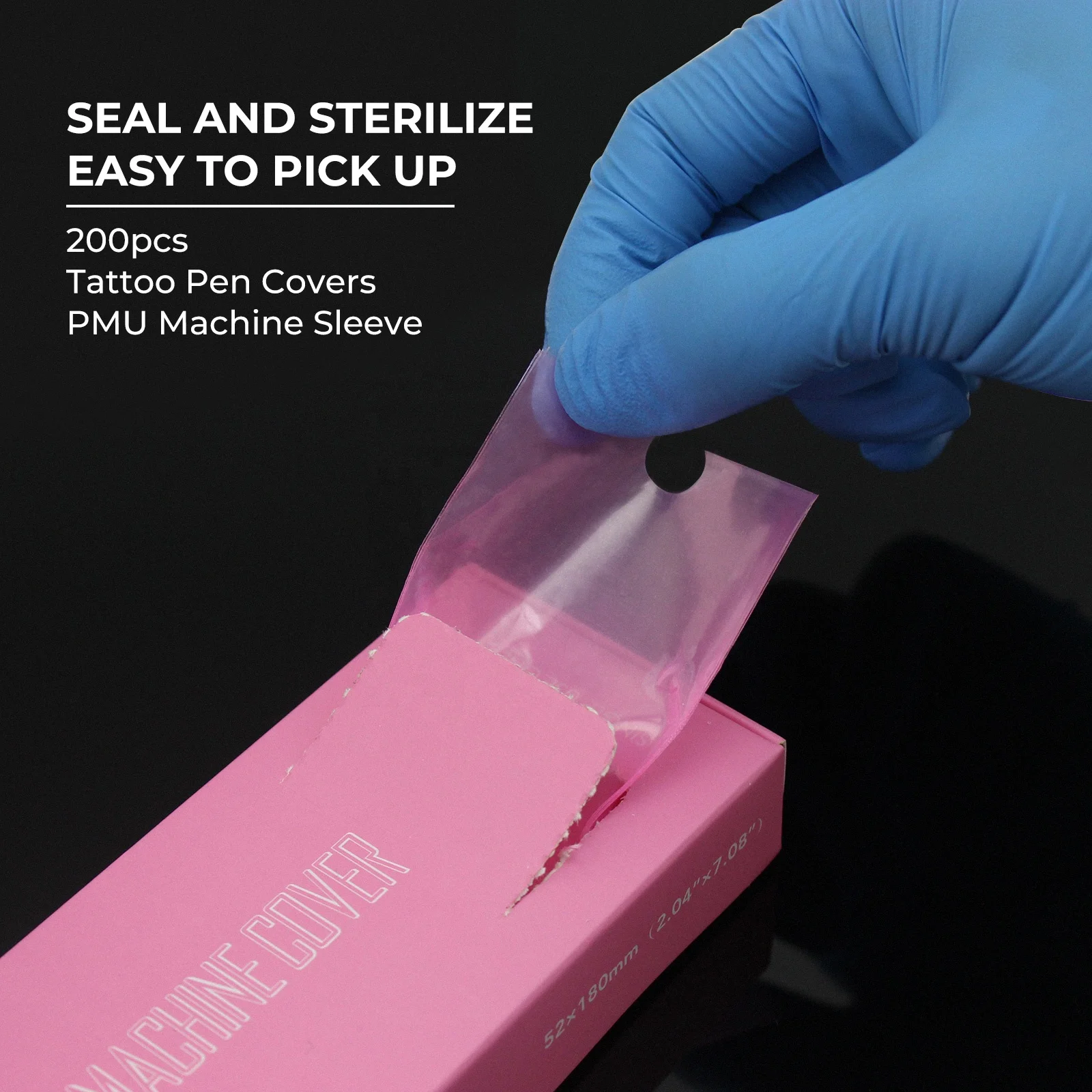 200pcs/box Pink Tattoo Pen Machine Cover Bag Permanent Makeup Wireless Pen Sleeves