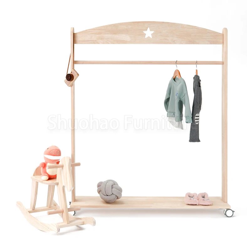 Заводская распродажа Nordic деревянные детские детская одежда вешалка/подвижный стеллаж для выставки товаров для детей одежда висит и хранения