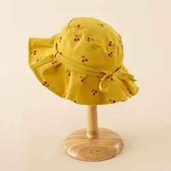 New fruit print summer simple kids sunshade bucket hat children fisherman hat with rope