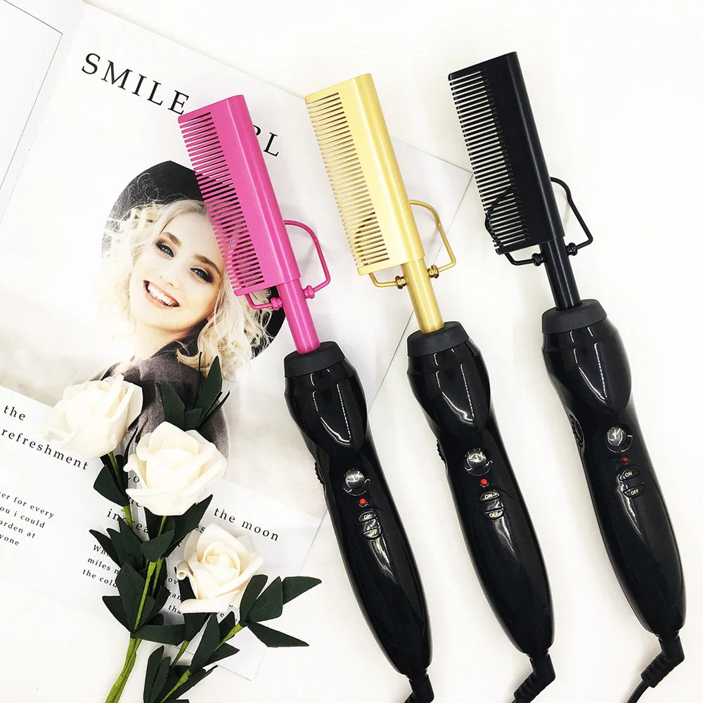 
Private Label High Heat Ceramic Rhinestone Bling 500 Degrees Hair Straightener Pressing Electric Hot Comb 