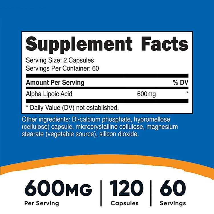 120 capsules dietary supplement alpha lipoic acid gluten-free
