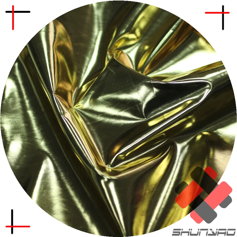 polyester PU leather waterproof gold metallic foil fabric for garment and upholstery