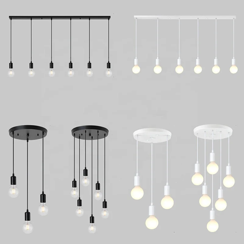 Simple Chandeliers and Lamps Pendant Lighting White Color 1 Head 3 Head Ceiling Light