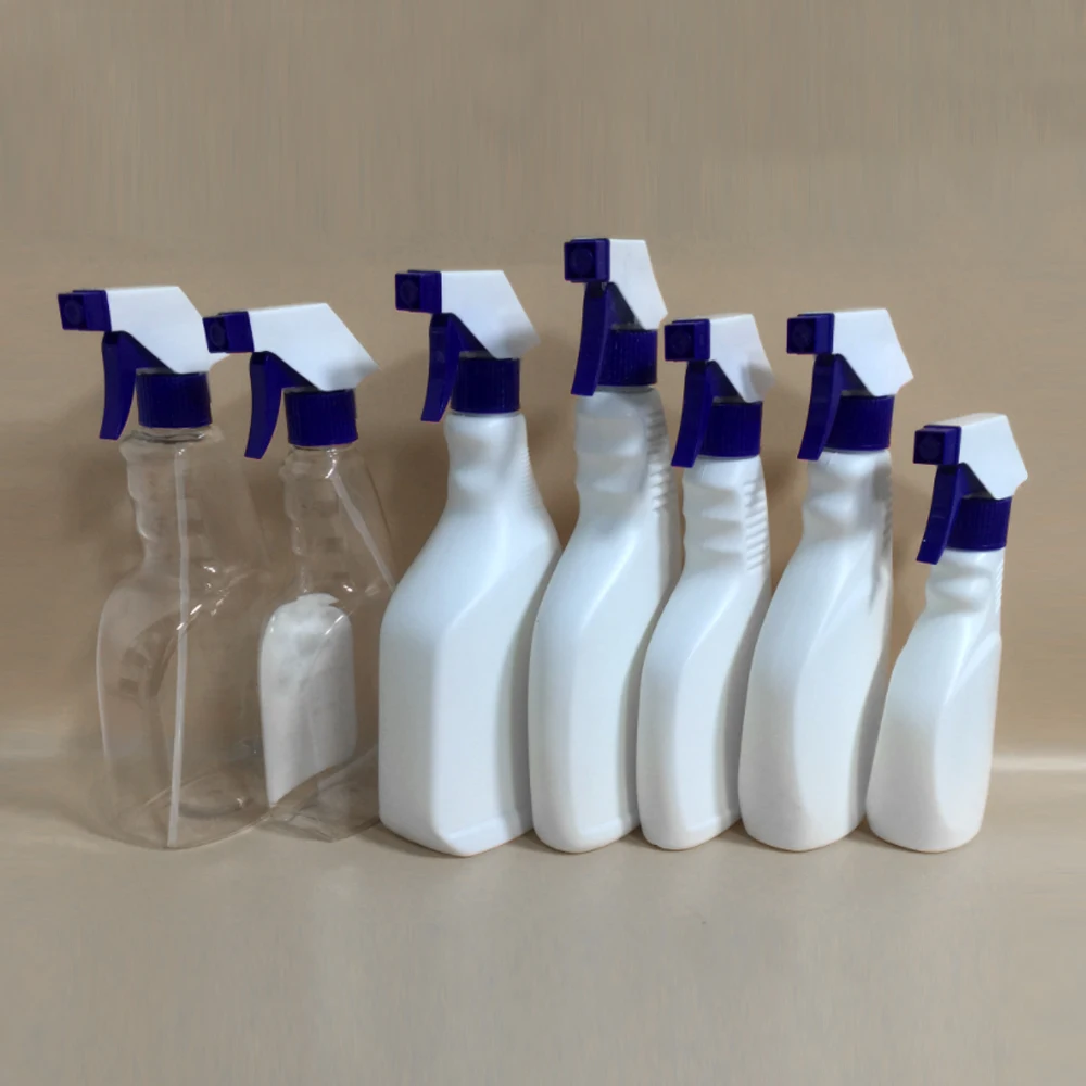 Wholesale OEM printing Logo 500ml 750ml 1000ml HDPE PE White Black Plastic Square Bottle With Trigger