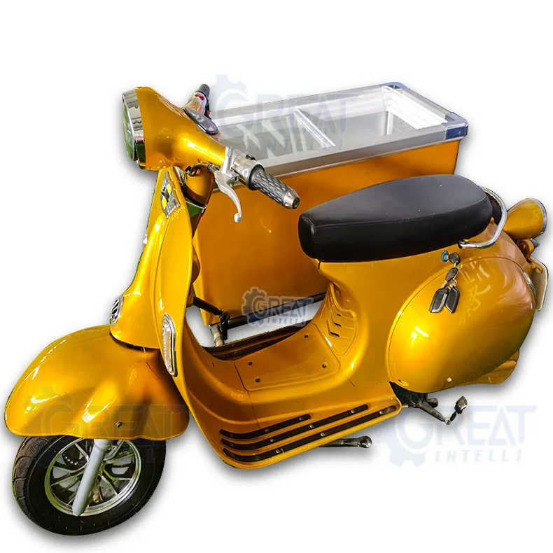 Event Stand Moped Sidecar Icecream Machines Electric Mobile 3 Wheels Ice Cream Cart Scooter with Freezer Bike