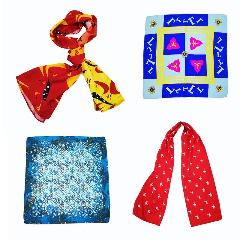 
Digital Print 100% silk Red Floral Square Scarf 