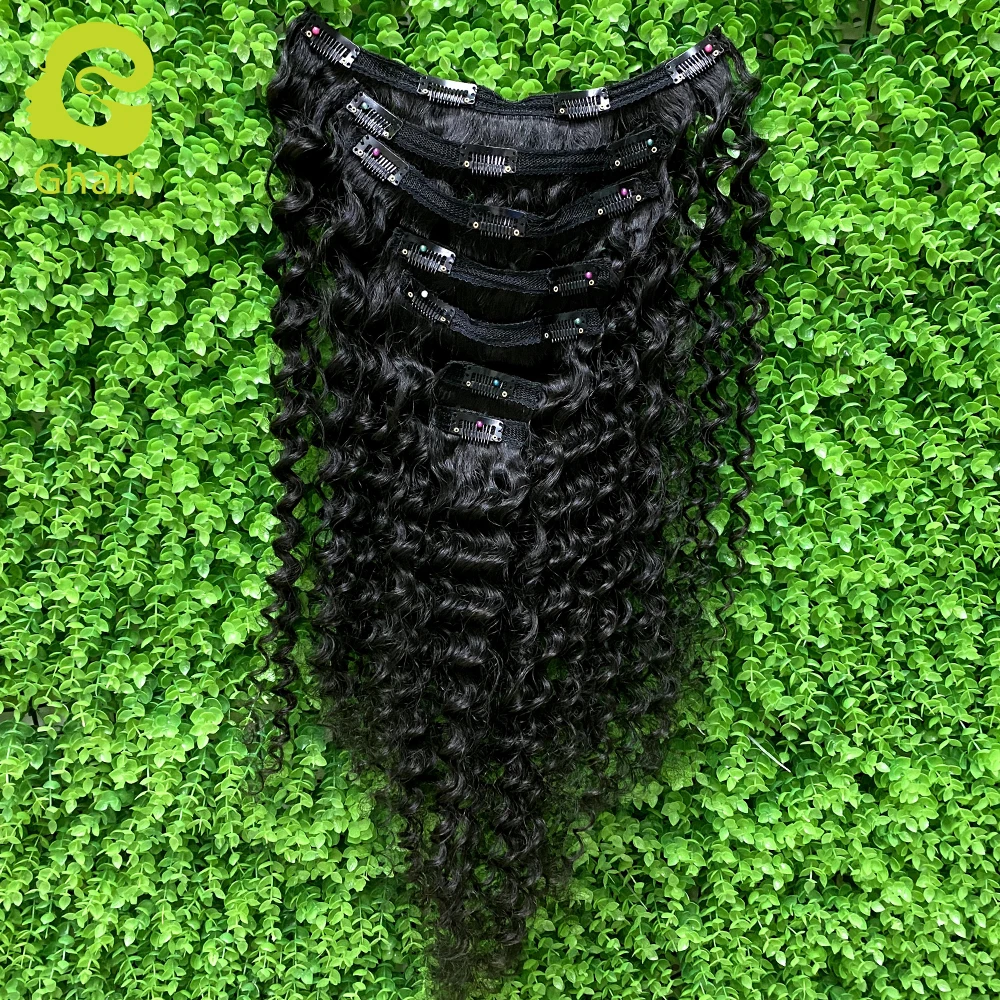 
Ghair Factory 100% Human Hair Clip In Hair Extension Seamless Indian Clip In Hair Extension Single Drawn 150Gram 7pcs/17clips 