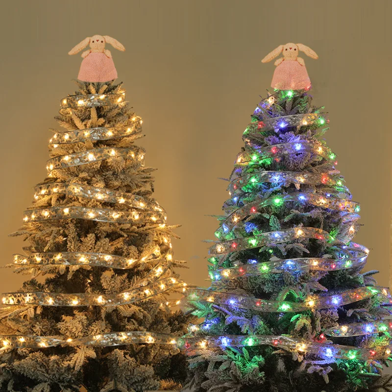 Wholesale Silk Ribbon String Lights Copper Wire Christmas Fairy Light Holiday Garland Garden Party Gift Lamps