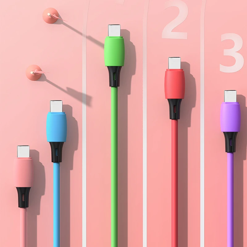 Flash sales USB cable colorful OEM 2m soft rubber fast charging cord for iphone apple