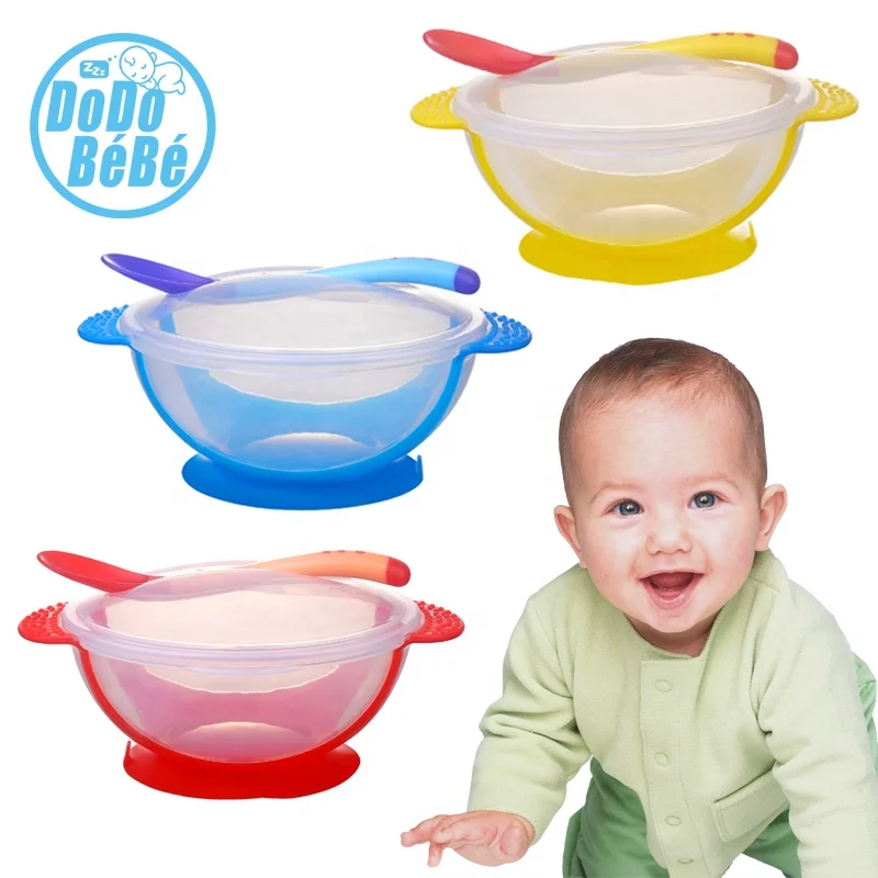 BPA free Baby Bowl Spoon Set Infant feeding Utensils baby tableware With Lid