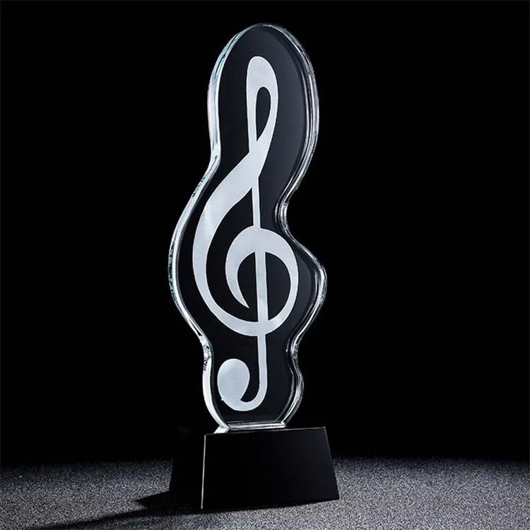 Crystal Trophy Custom Musical Note Trophy Singing Competition Microphone Music Trophy Free Lettering Custom