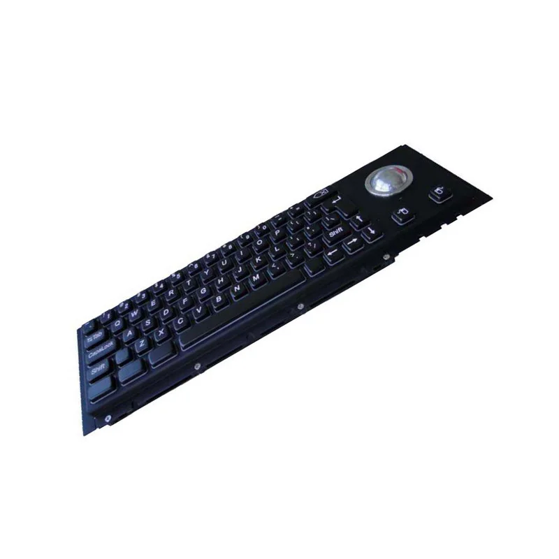 
Rugged electroplated black waterproof metal industrial PC keyboard with trackball 